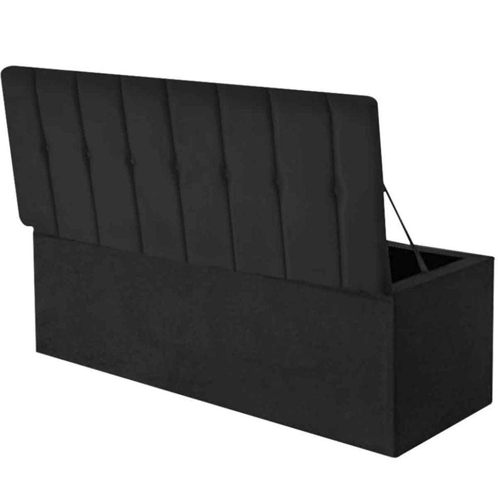 Calçadeira com Baú Estofada Kiara 140 cm Suede Preto