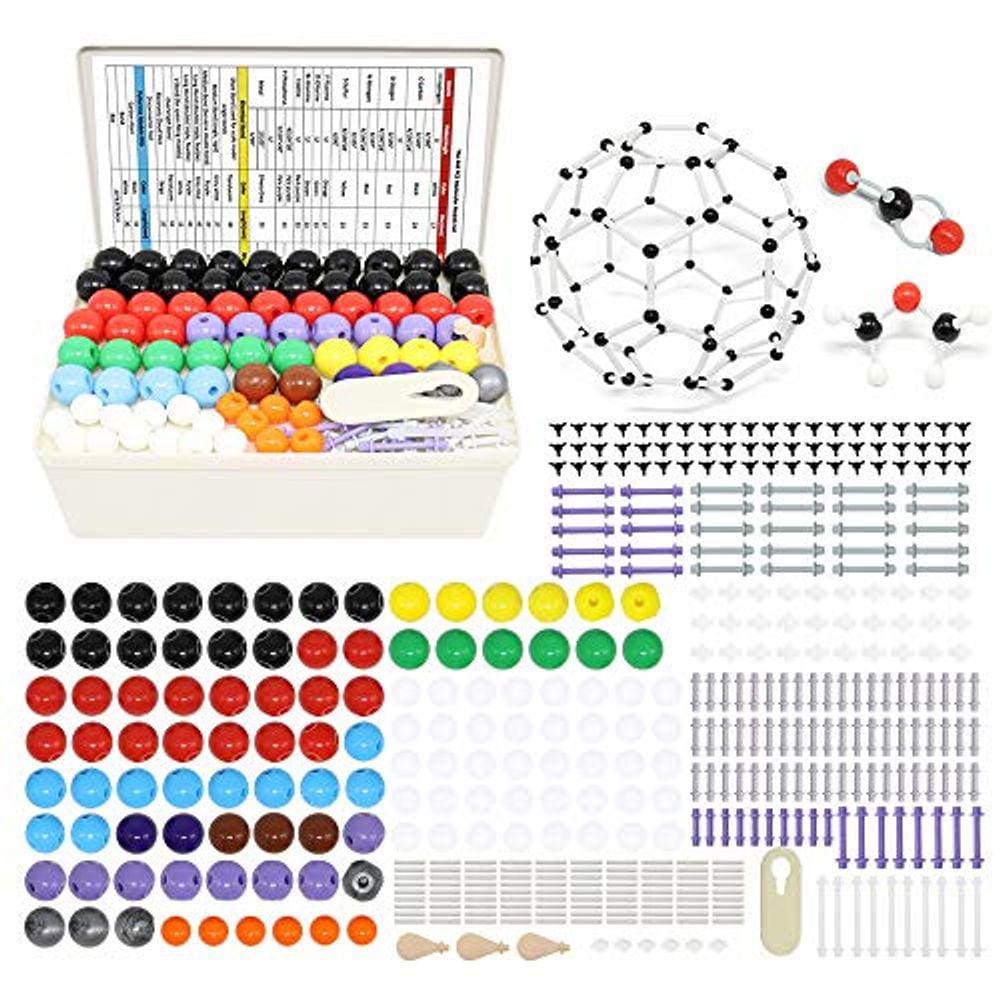Modelo Molecular Química 444PCS Orgânico e Inorgânico com Átomos, Ligações e Guia Instrucional para Crianças Aprendizes Rápidas