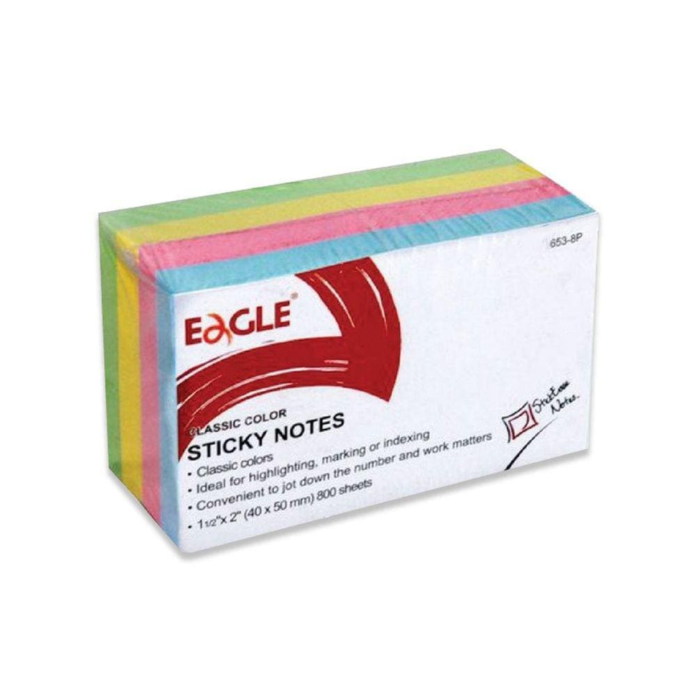 Bloco de Notas Adesivo Recados Lembretes Sticky Notes Pastel 8 Unidades 40X50mm 800 Folhas - Eagle