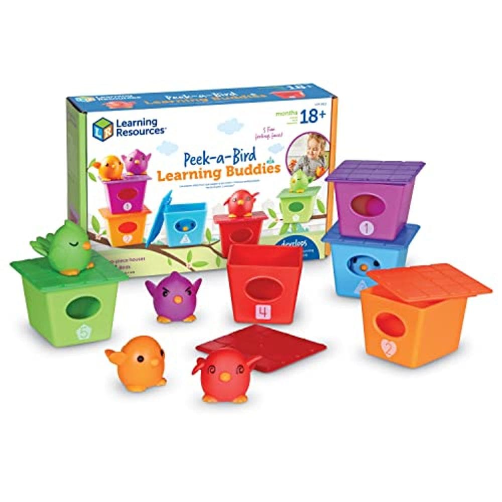Recursos de Aprendizagem Peek-a-Bird Learning Buddies - 15 Peças, Idade 18 Meses + Atividades de Aprendizagem Infantil, Brinquedos Pré-Escolares, Brin