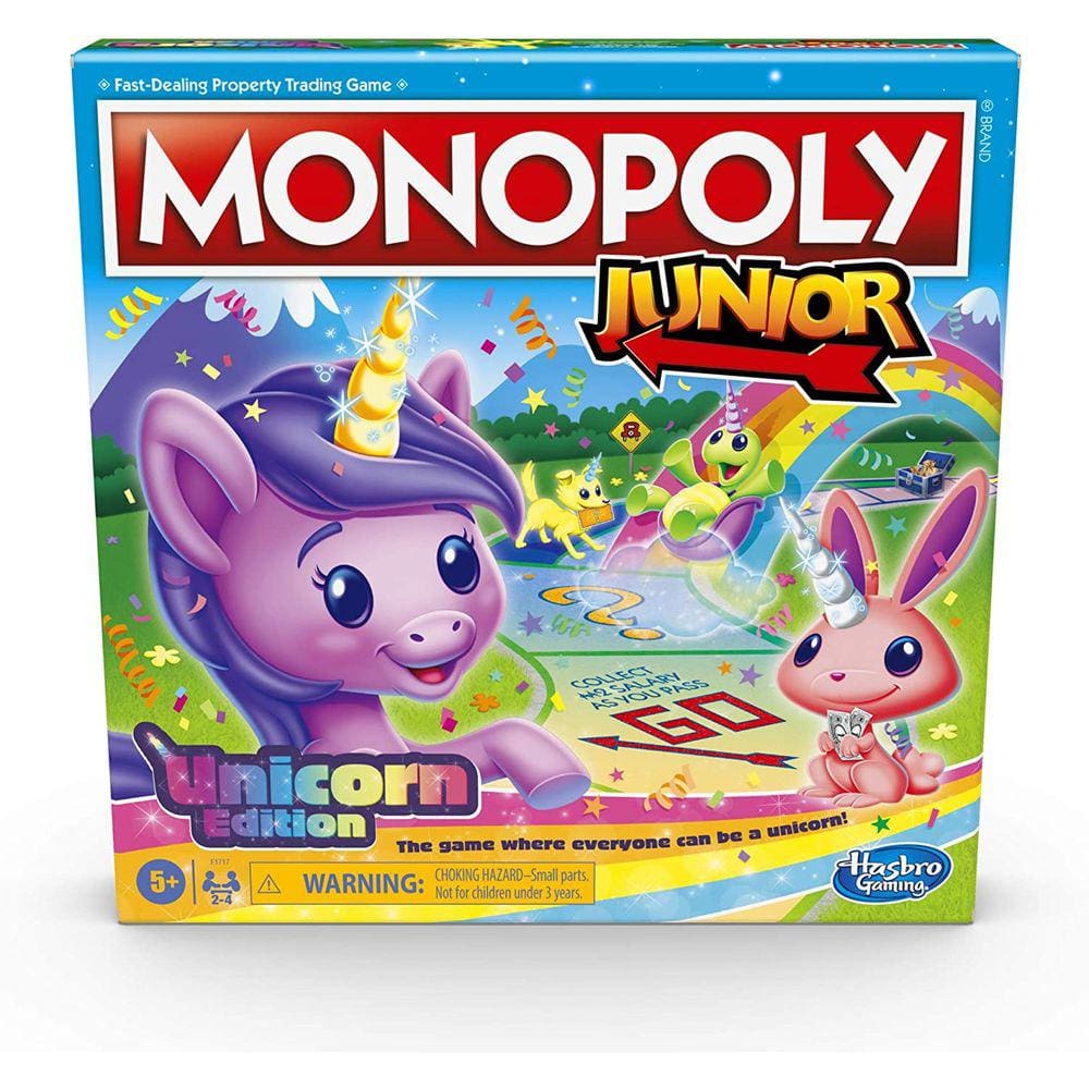 Monopoly Junior: Unicorn Edition Board Game para 2-4 Jogadores, Jogo indoor com tema mágico para crianças de 5 anos ou mais (Exclusivo da Amazon)