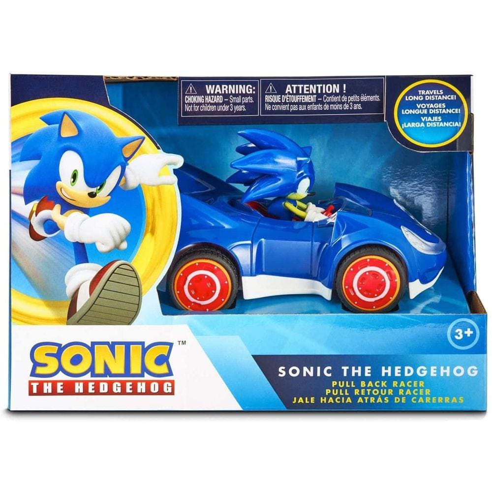 Carro de Corrida Pull Back do Sonic All Stars com Ação de Tração - Sonic