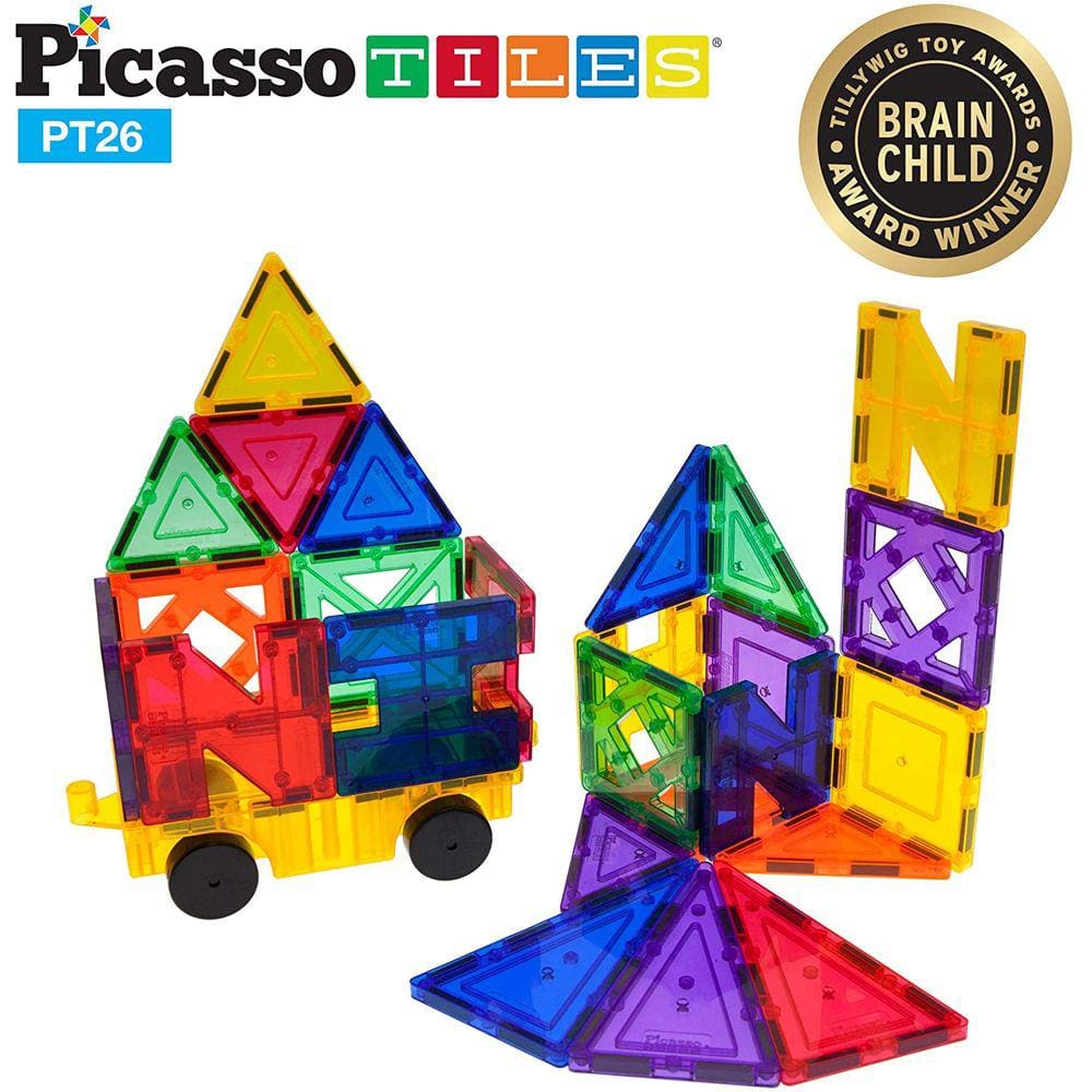 PicassoTiles PT26 Conjunto Inspirador Magnet Building Telhas De Cor Clara Bloco magnético 3D Edifício - Criatividade Além da Imaginação! Educacional,