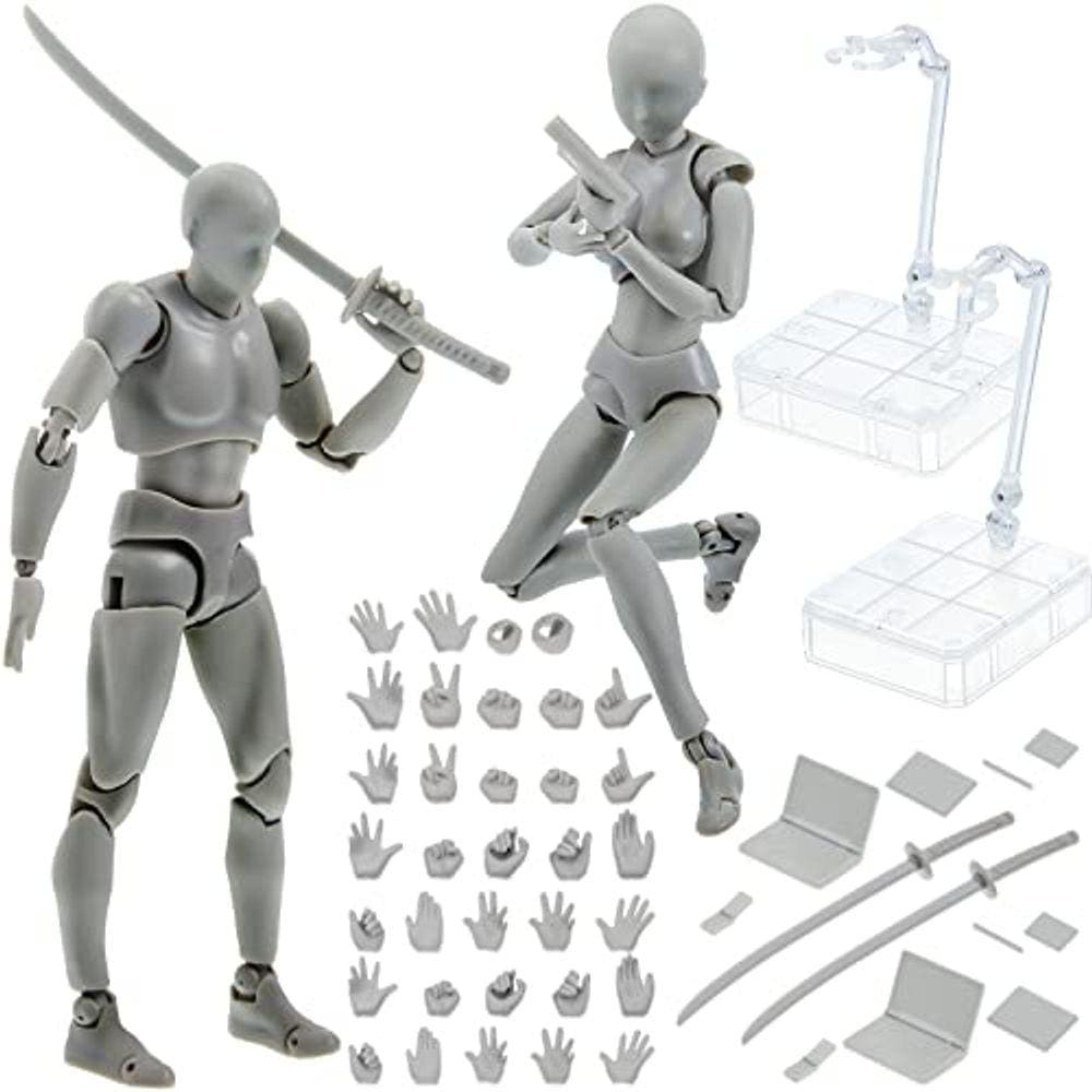 Corpo Kun e Corpo Chan Dx Conjunto, Cinza Desenho Figuras de Ação Feminino e Masculino PVC Desenho Boneca Modelo Figura Corpo Humano com Articulações