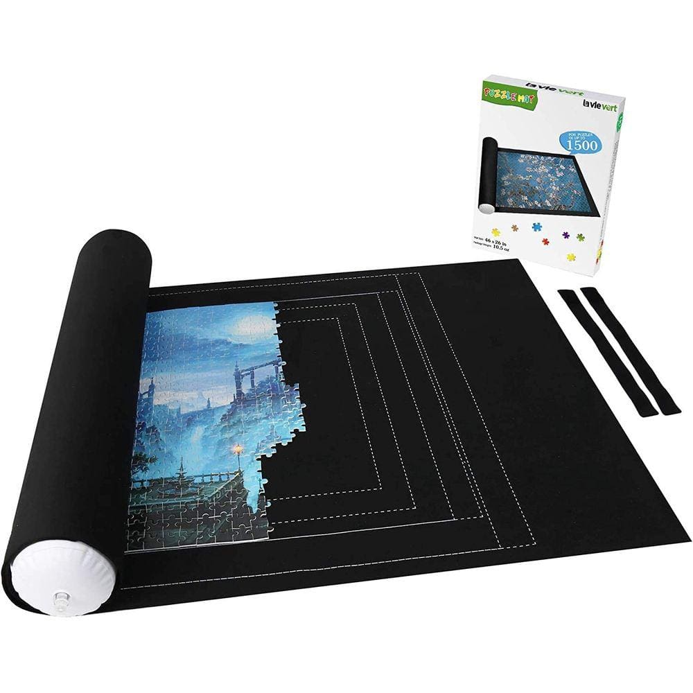 Tapete de rolo de armazenamento de quebra-cabeça Lavievert Jigsaw com design de linha auxiliar exclusivo para até 1.500 peças quebra-cabeça, quebra-ca