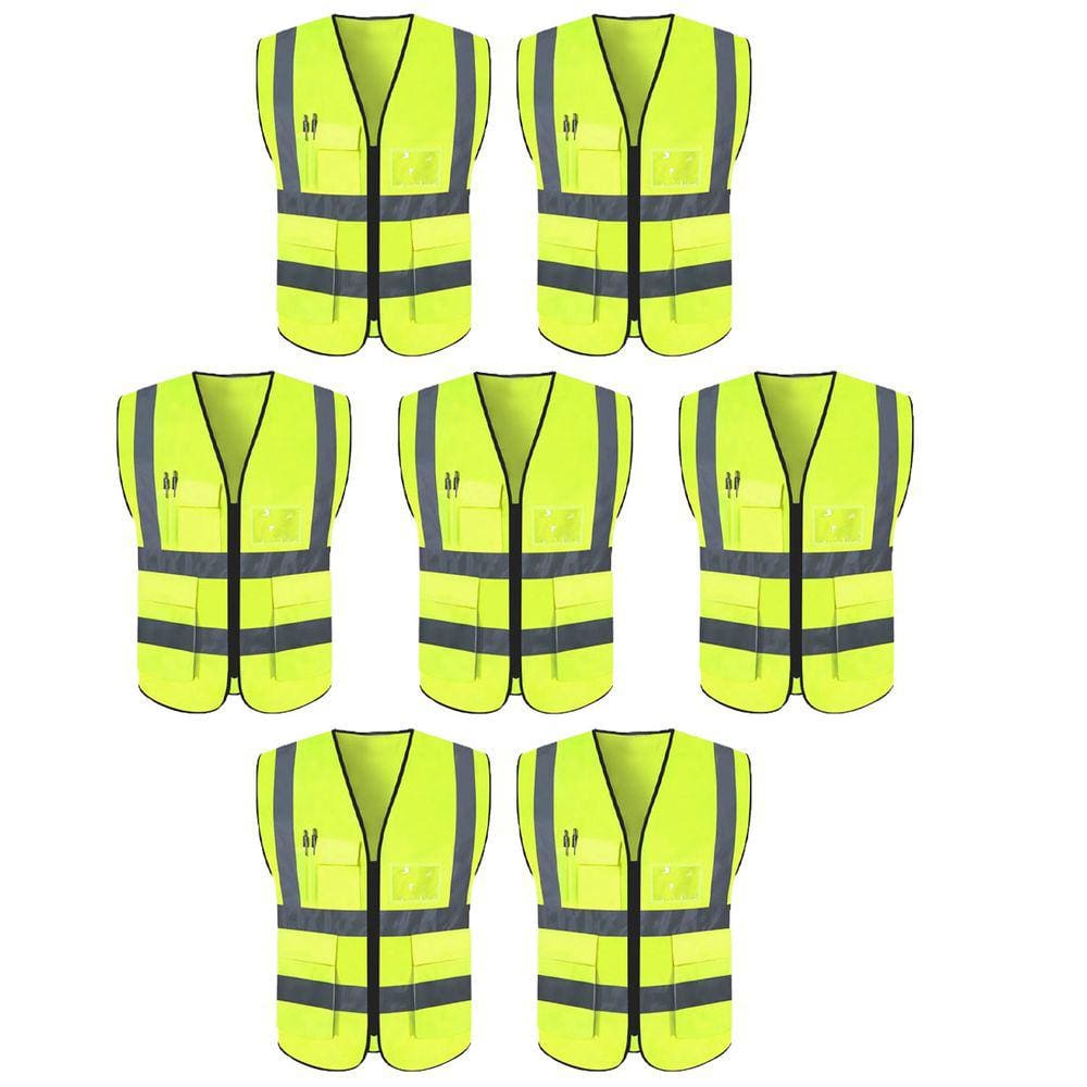 Colete Refletivo Sinalizador Kit 7 Unidades EPI Segurança Proteçao Blusao Fluorescente Obra Sinalizaçao