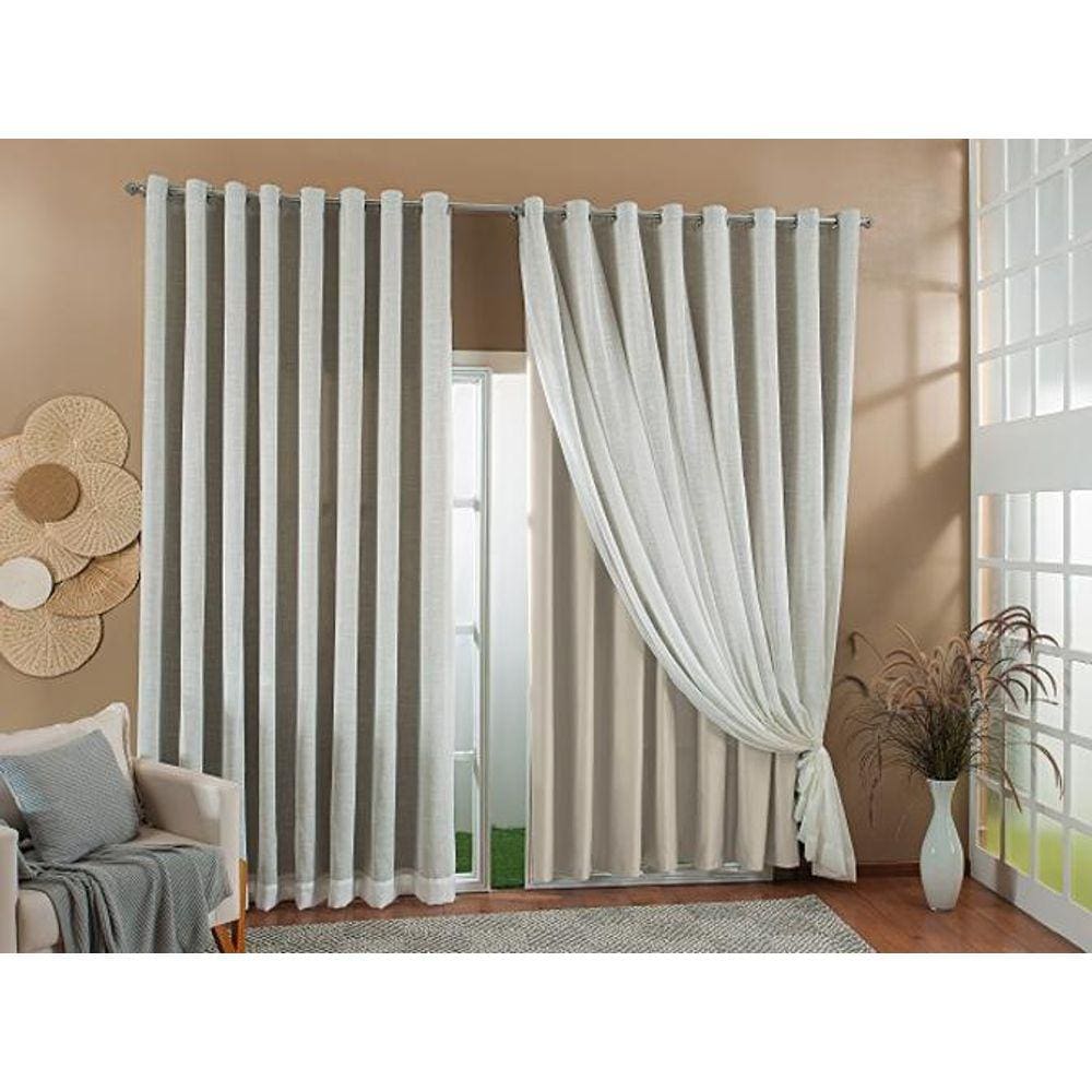 Cortina Gaze Linho Forro Blackout 3,00X2,80 Sala E Quarto