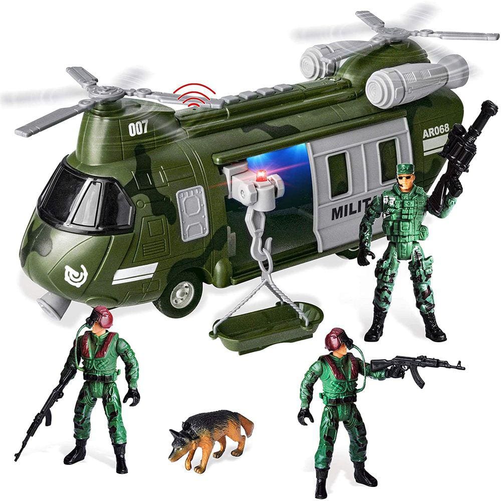 Conjunto Brinquedo Veículos Militares com Helicóptero e Soldados - JOYIN