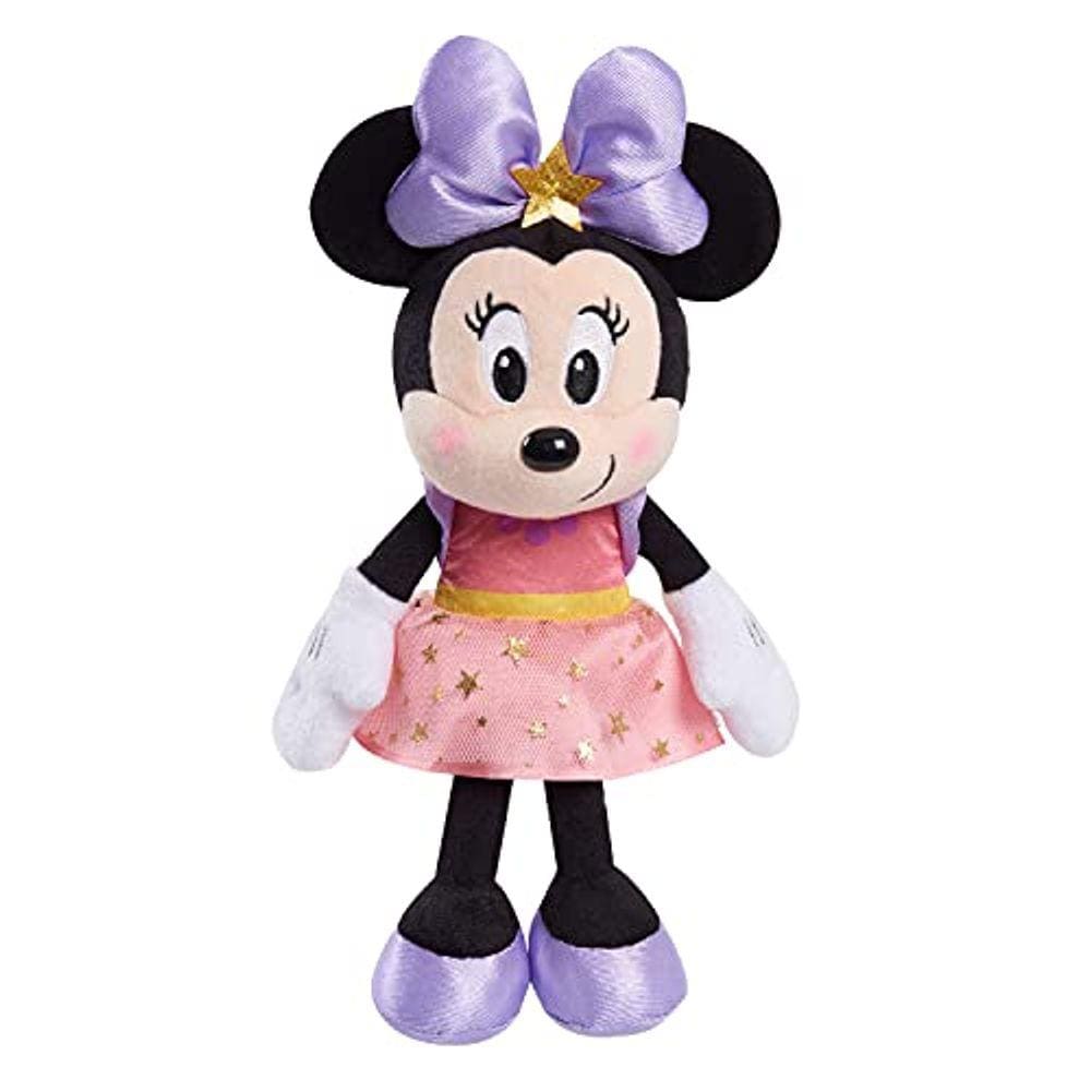 Disney Junior Minnie Mouse 20,3 cm Small Stars Minnie Mouse Beanbag de pelúcia, Minnie Mouse em vestido rosa estrela, bicho de pelúcia, da Just Play