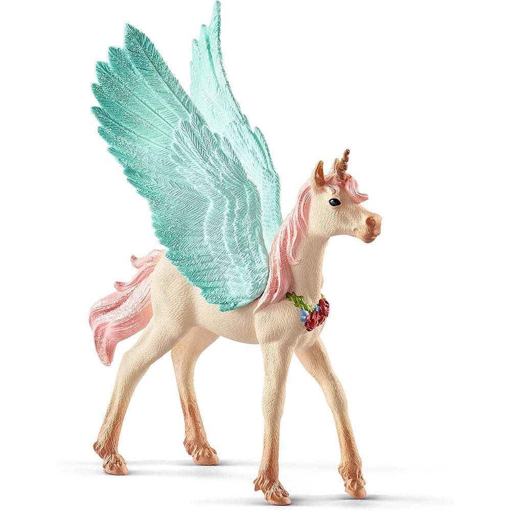 SCHLEICH bayala, Brinquedos unicórnios, presentes de unicórnio para meninas e meninos de 5 a 12 anos, unicórnio decorado Pegasus Foal