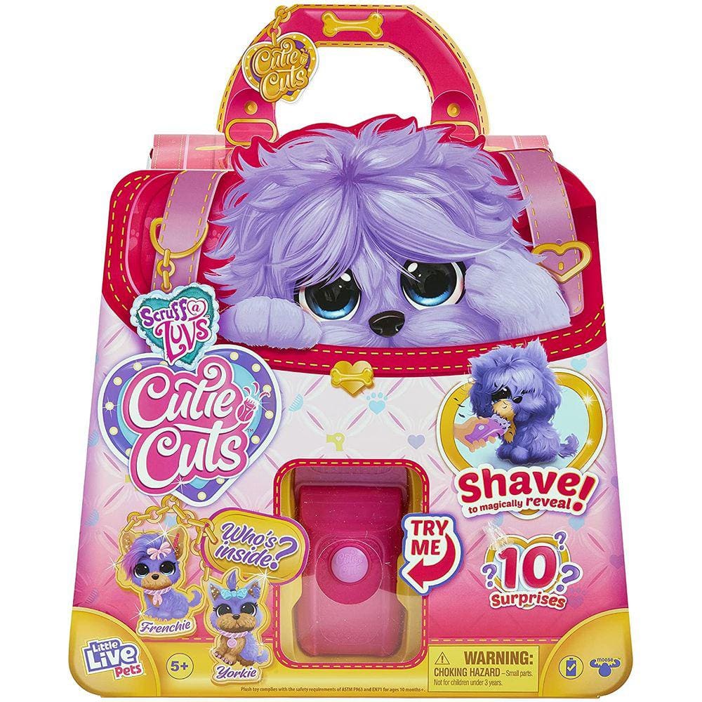 Pequenos animais de estimação s | Scruff-a-Luvs Cutie Cuts! Barbear, Revelar e Estilo, Pelúcia Resgate Animal de Estimação - Cachorrinho Roxo