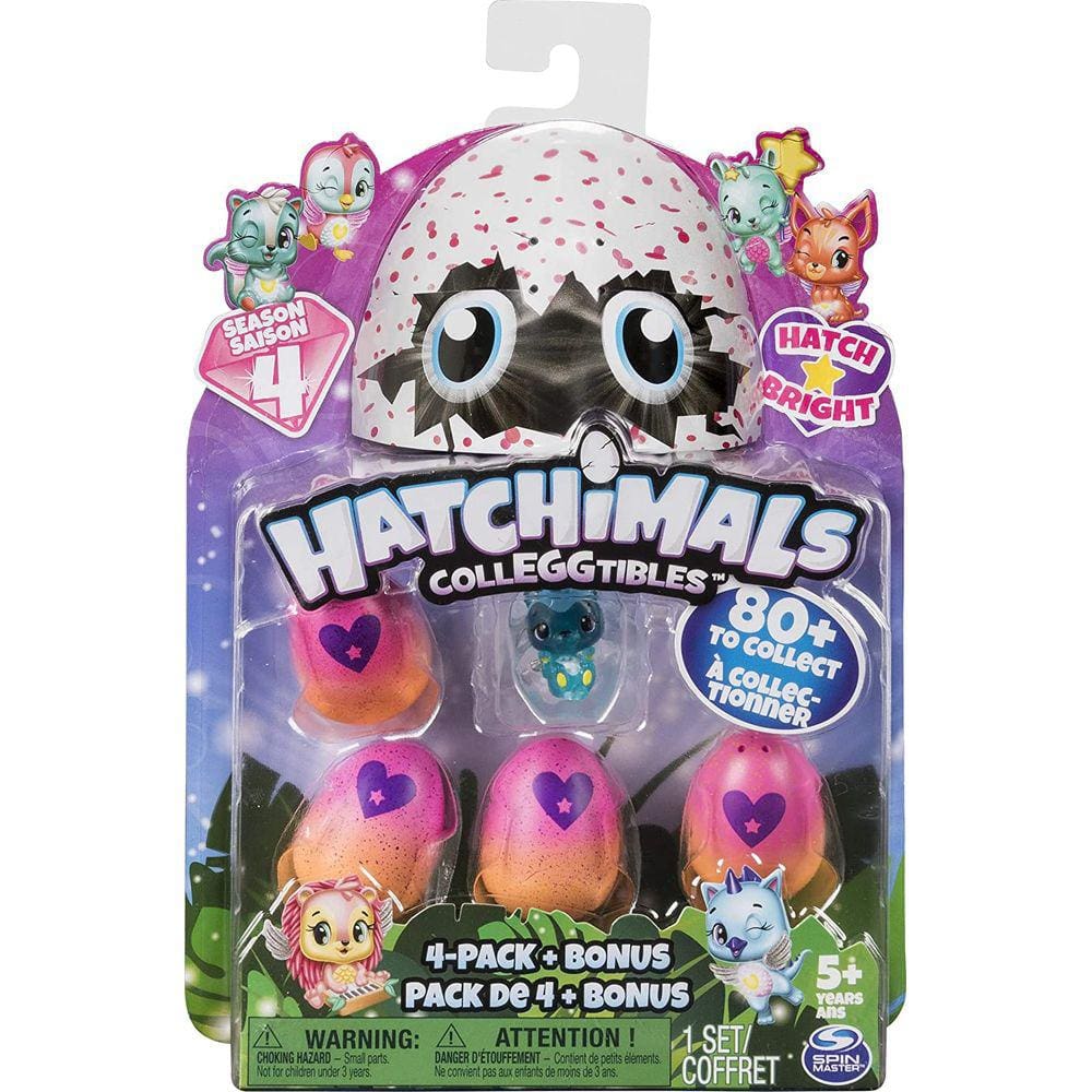 Hatchimals CollEGGtibles, 4 Pack + Bônus, Temporada 4 Hatchimals CollEGGtible, para Idades 5 e Up (Estilos e Cores Podem Variar)