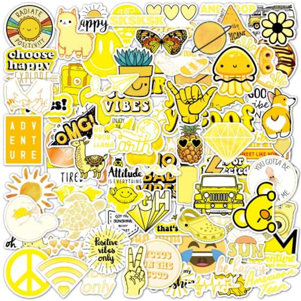 EL NIDO 100 adesivos amarelos, adesivos estéticos, adesivos fofos, adesivos para laptop, adesivos de vinil, adesivos para garrafas de água, adesivos à