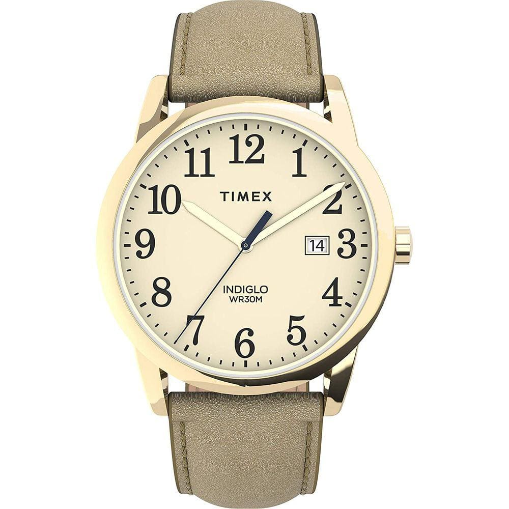 Relógio de couro de data fácil do leitor da Timex Women`s Easy