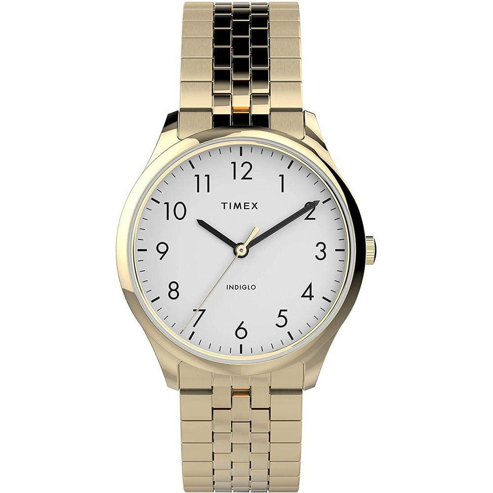 Relógio moderno 32mm - Dourado e Branco com Banda Expansível