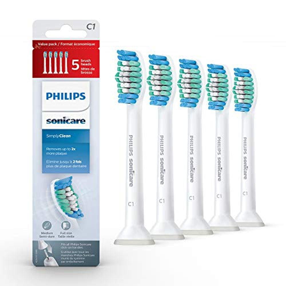 Sonicare Escovas de Substituição Genuínas SimplyClean, 5 Cabeças, Branco, HX6015/03