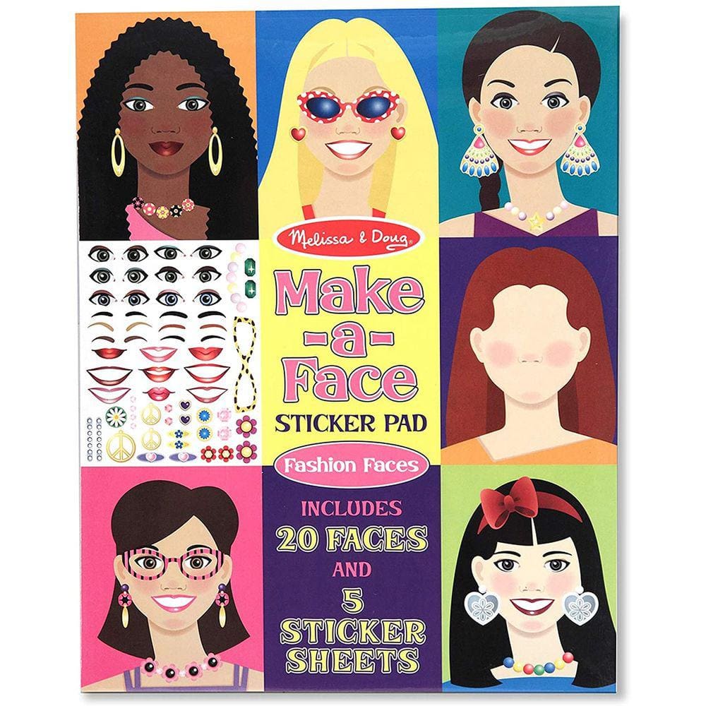 Sticker Pad Melissa & Doug Fashion Faces - 20 Faces, 5 Adesivos