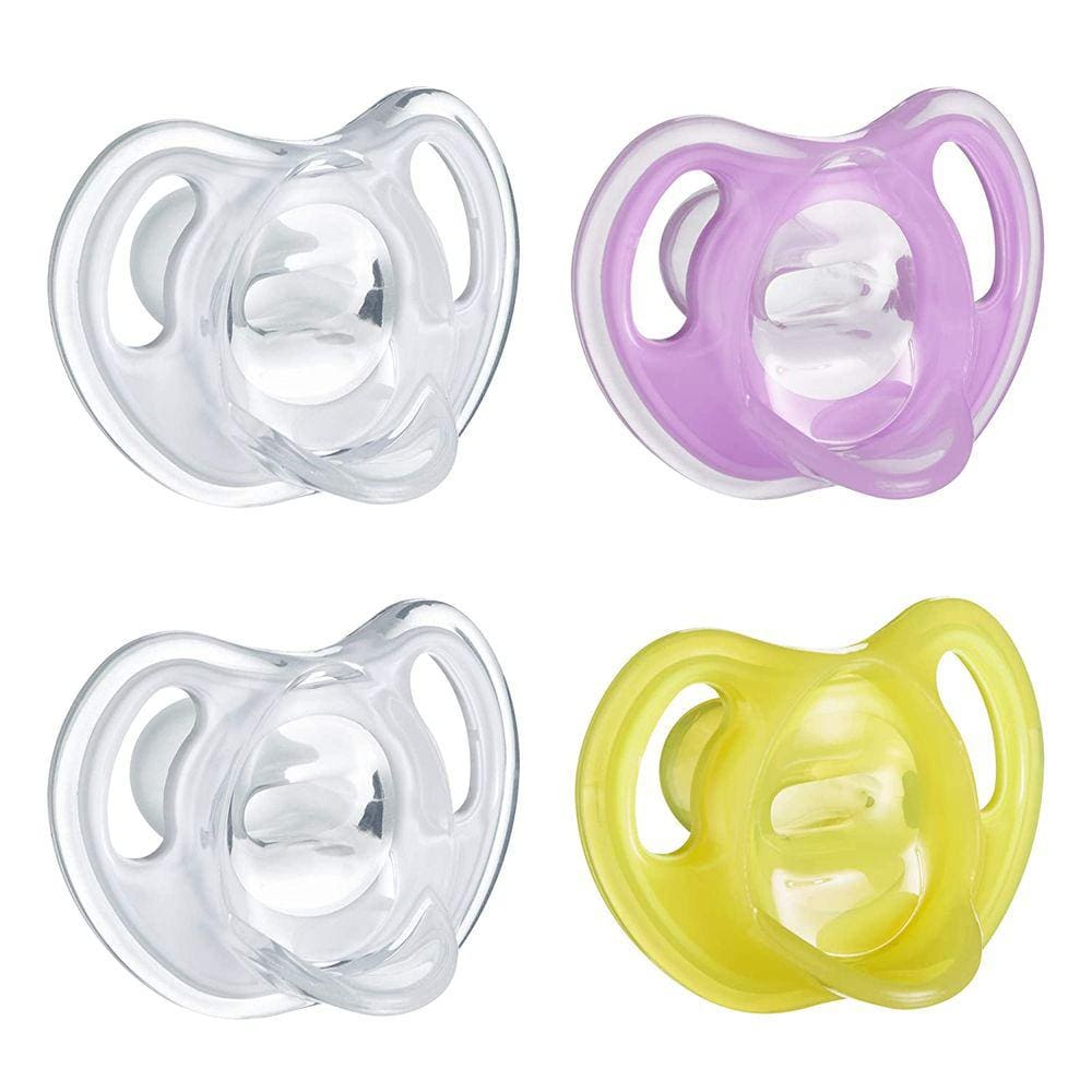 Chupeta Simétrica de Silicone Leve, Livre de BPA - 6-18 Meses, Design 1 Peça p/ Meninas - Kit 4