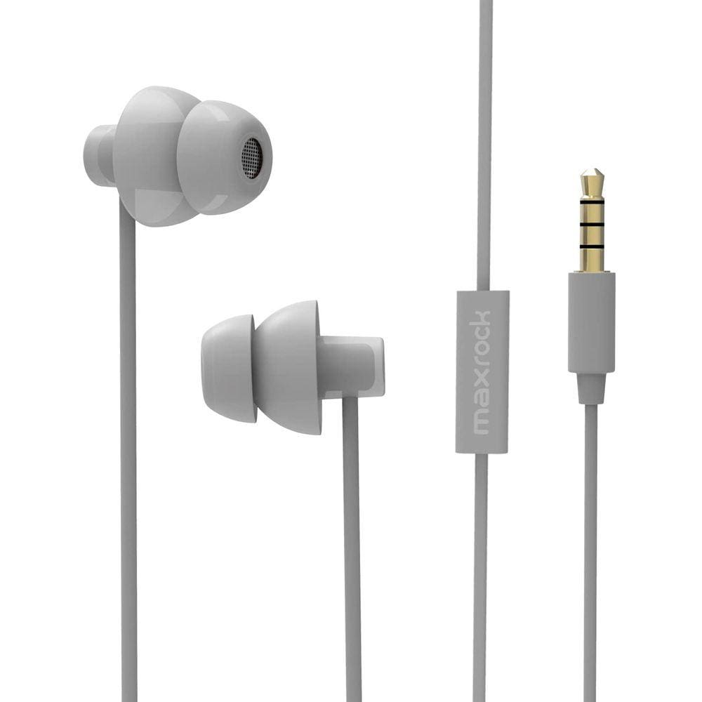 Fones de Ouvido para Dormir de Silicone Suave com Microfone Cinza