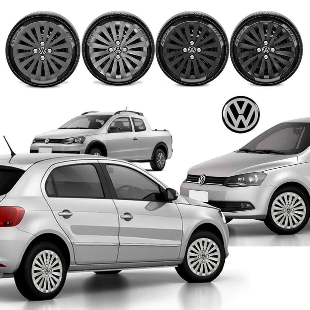 Jogo calota Vw Gol Voyage Saveiro 2015 2016 2017 Aro 14