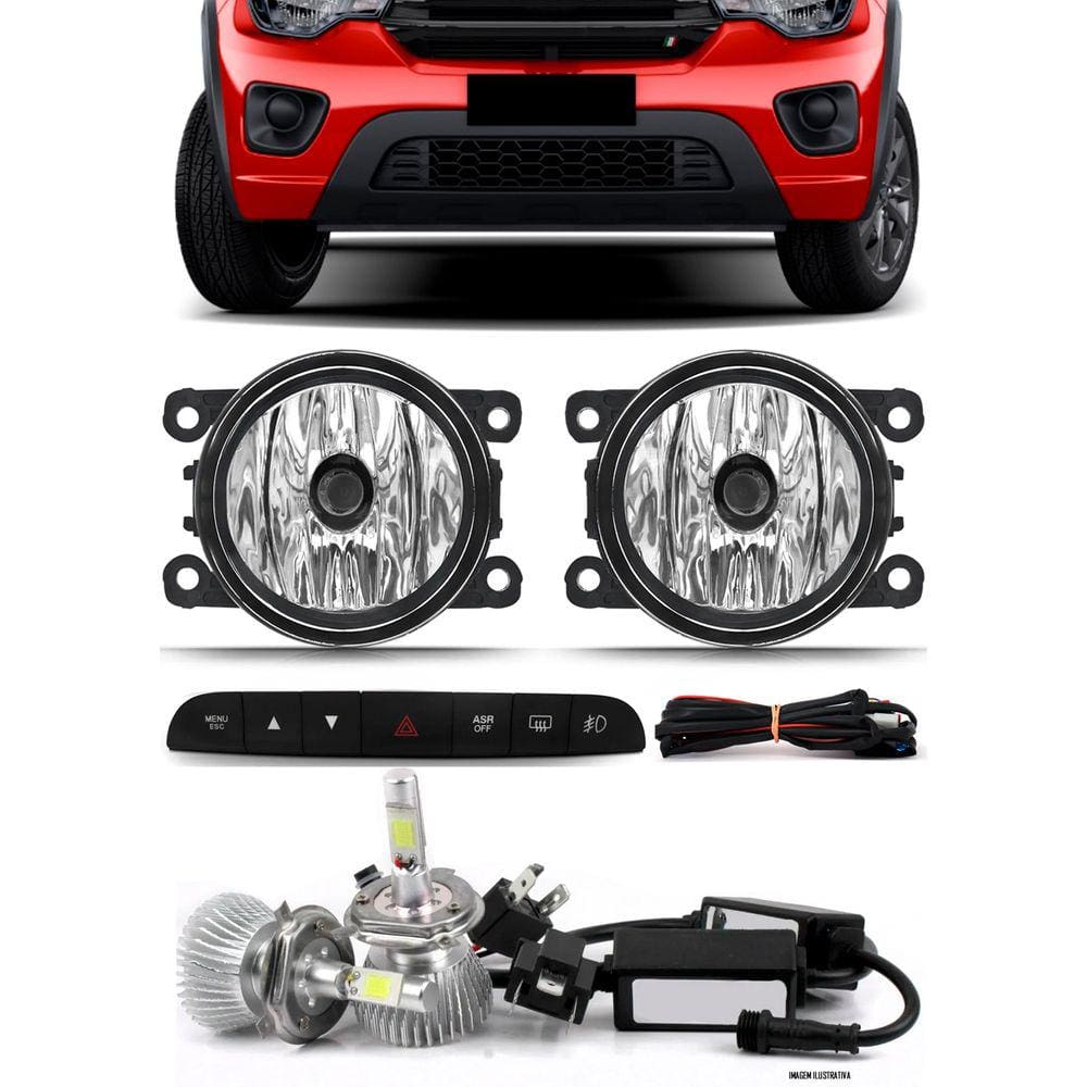 Kit Farol de Milha Neblina Mobi 2022 Em Diante Botão Painel + Kit Lâmpada Super LED 6000K