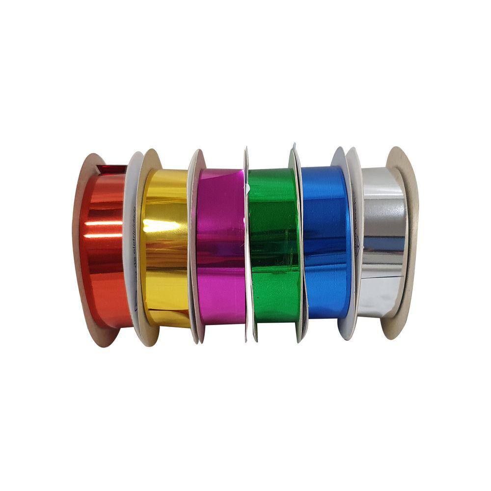 Fitas Metalóide 6 Cores Metalizado 15mm X 50m Artesanato