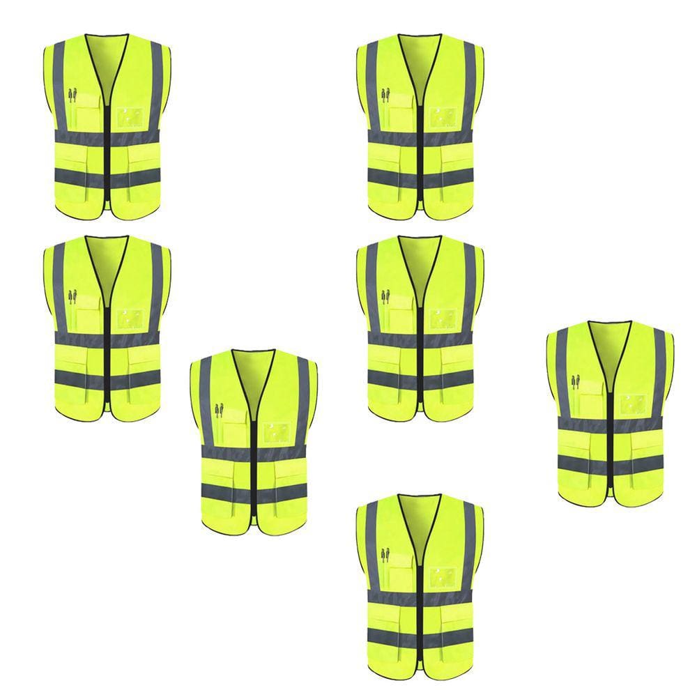 Colete Sinalizador Refletivo Kit 7 Unidades EPI Segurança Blusao Fluorescente Obra Transito Fiscalizaçao Proteçao