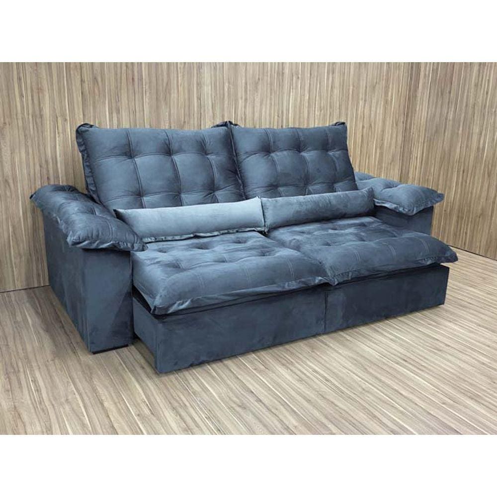 Sofá Retrátil Reclinável 2,00 m Cinza 330 Florença Plus