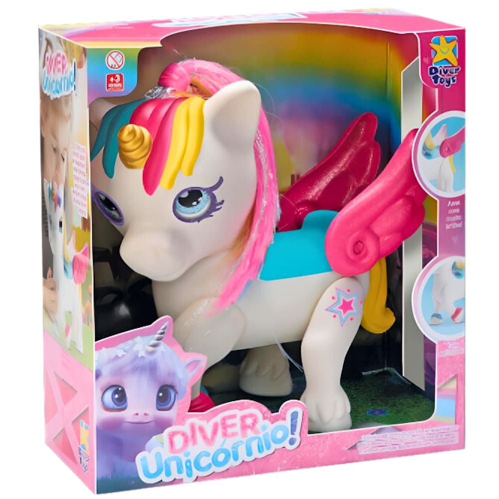 Diver Unicórnio Infantil Em Vinil Articulado Divertoys
