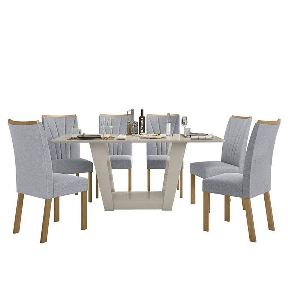 Mesa de Jantar 170x90 com 6 Cadeiras Apogeu - Móveis Lopas
