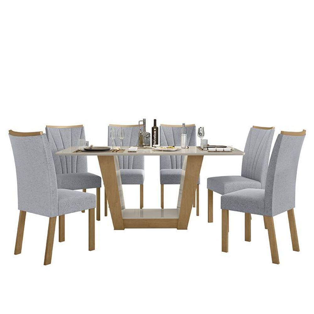 Mesa de Jantar 160x80 com 6 Cadeiras Apogeu - Móveis Lopas