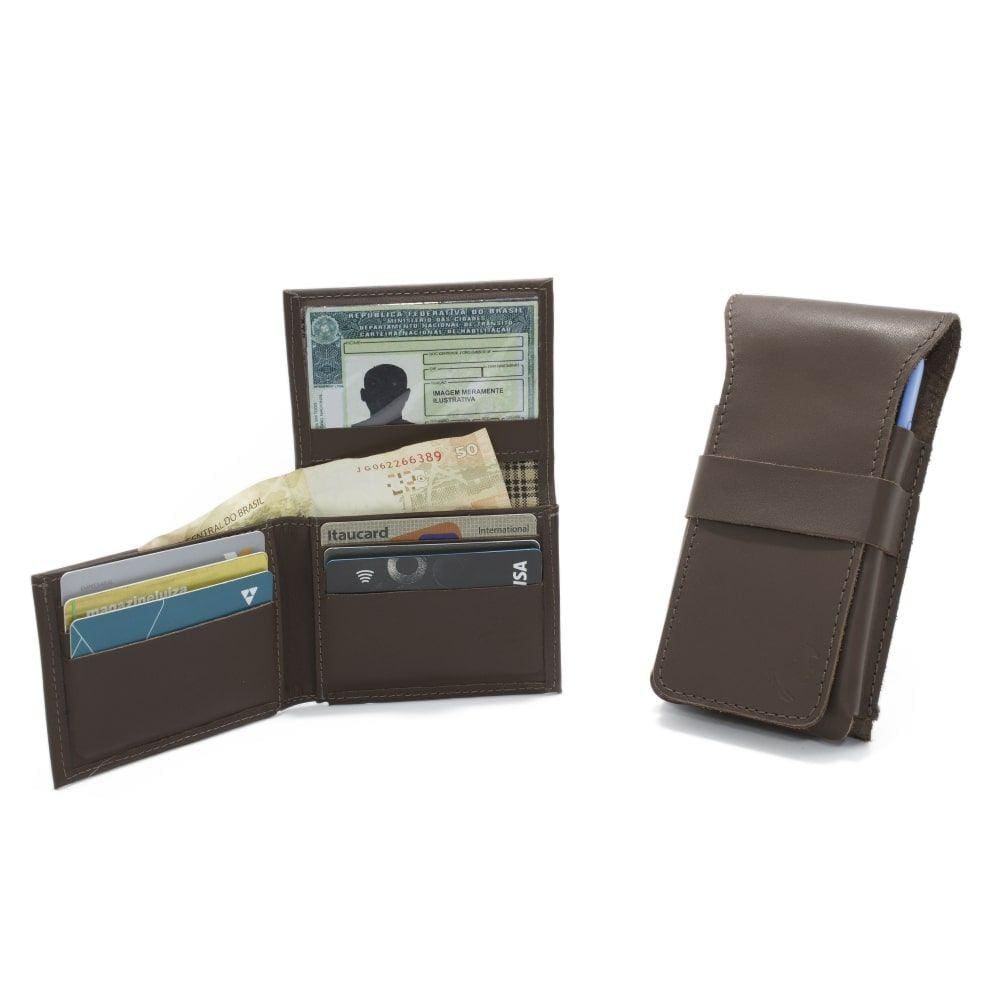Kit Bainha Capa Protetora Celular Passador Para Cinto e Carteira Em L Couro Cartao Documentos