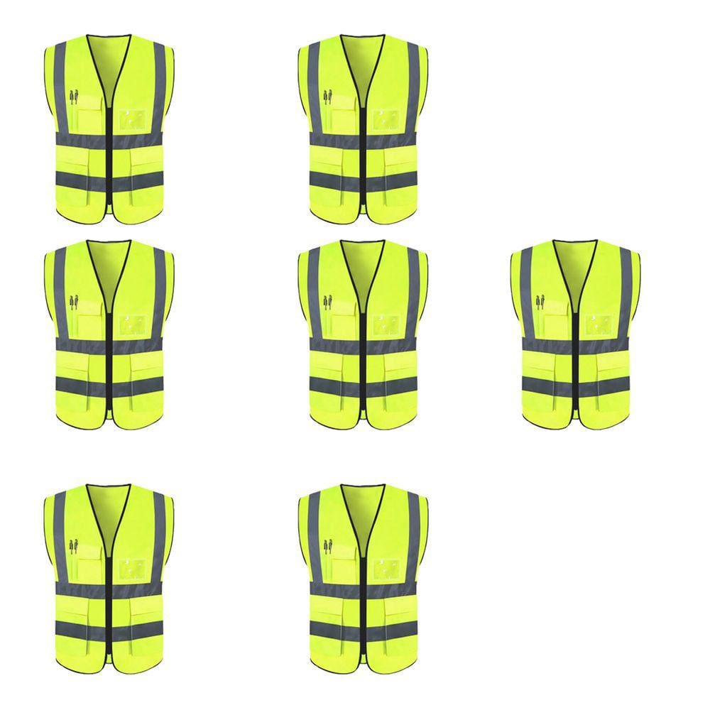 Colete Refletivo Sinalizador EPI Kit 7 Unidades Trabalho Obra Transiso Fiscalizaçao Blusao Fluorescente Proteçao Segurança