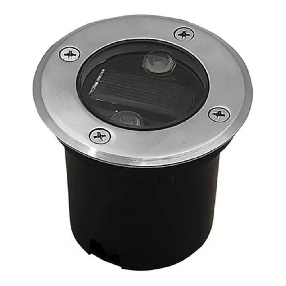 Balizador De Embutir Solar Led Piso 2w Luz Branco Frio 6000k Sem fio Jardim Corredor Escada Passarela Lago Piscina Deck
