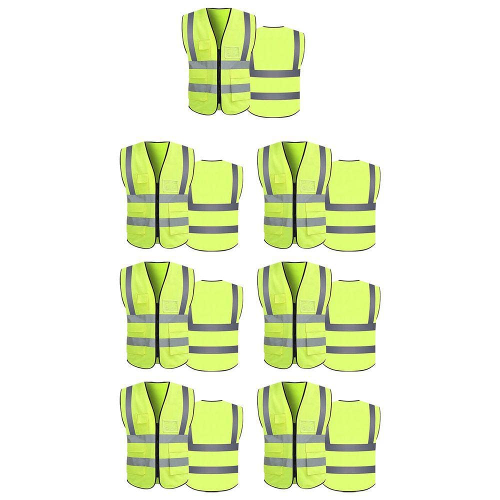 Colete Sinalizador EPI Refletivo Kit 7 Unidades Trabalho Segurança Blusao Fluorescente Obra Proteçao