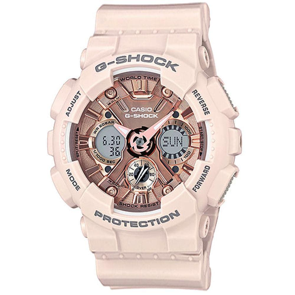 Relógio CASIO G-SHOCK feminino anadigi rosa GMA-S120MF-4ADR