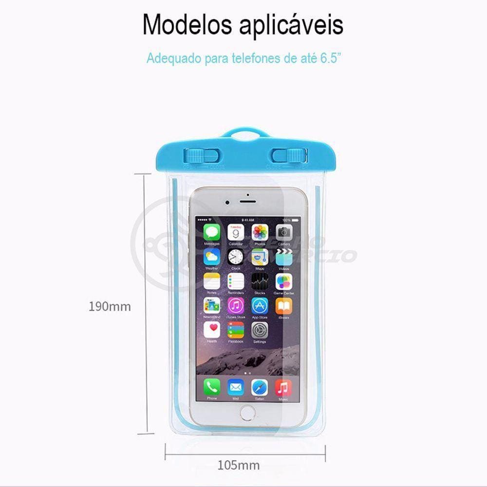 Capa Bolsa A Prova Dágua Impermeável Universal Para Celular - Azul
