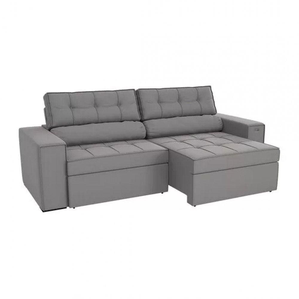 Sofá Metros Retrátil e Reclinável Kappesberg Lanus, Veludo Deluxe - S147