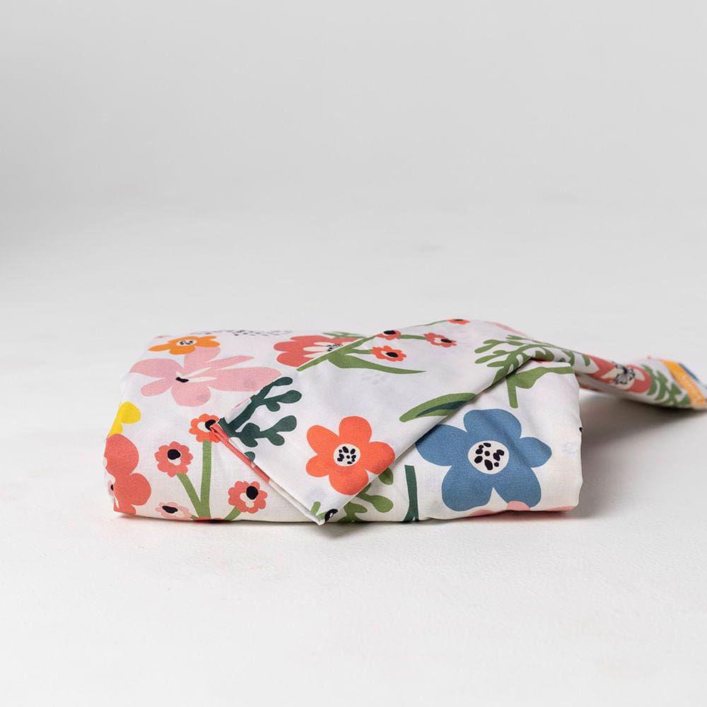 Lençol com Elástico para Berço e Fronha Flô - Pastel