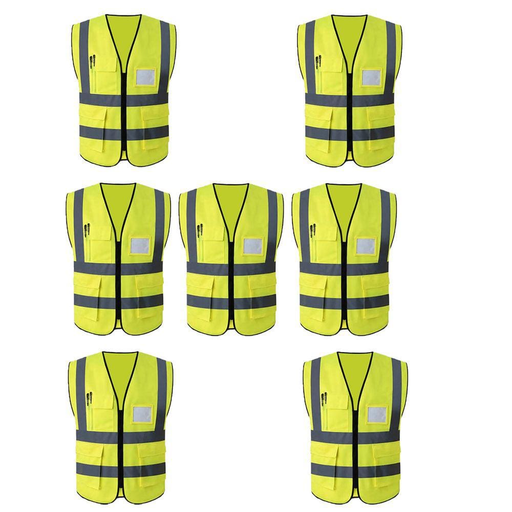 Colete Refletivo Sinalizador EPI Kit 7 Unidades Segurança Trabalho Blusao Fluorescente Obra Sinalizaçao
