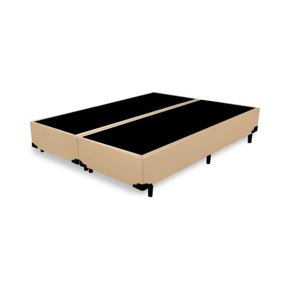 Base Box Casal Bipartido Sintético Bege