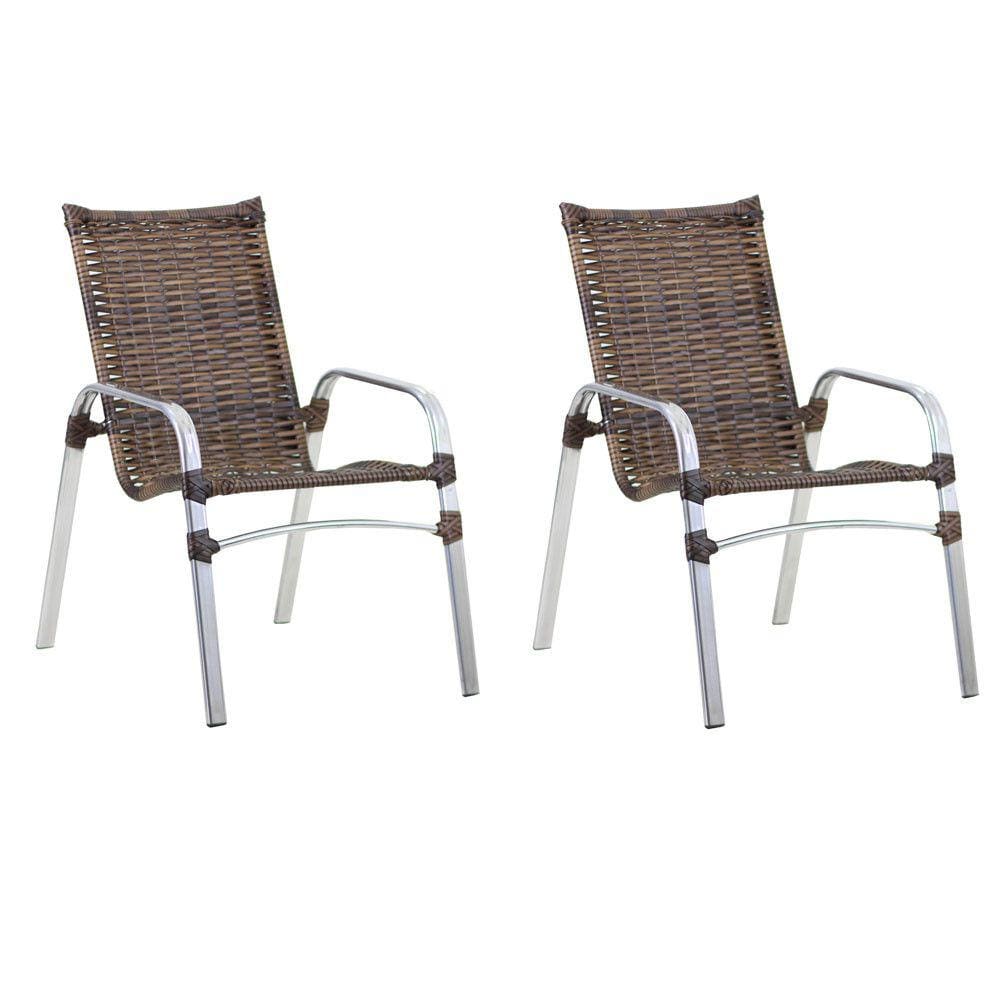 Kit 2 Cadeiras Emily em Alumínio e Fibra Sintética Trama