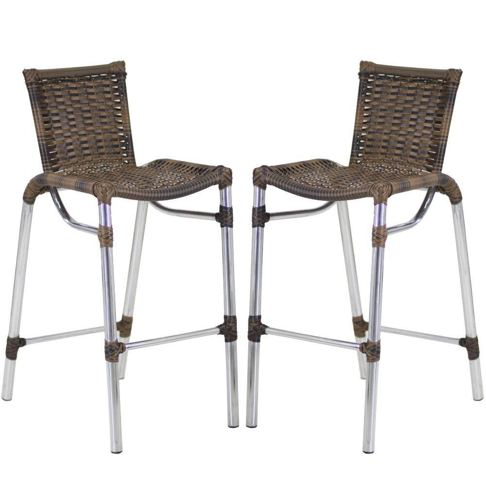 Kit 2 Banquetas Alumínio Fortaleza Alta Para Balcão Cozinha Bar Trama