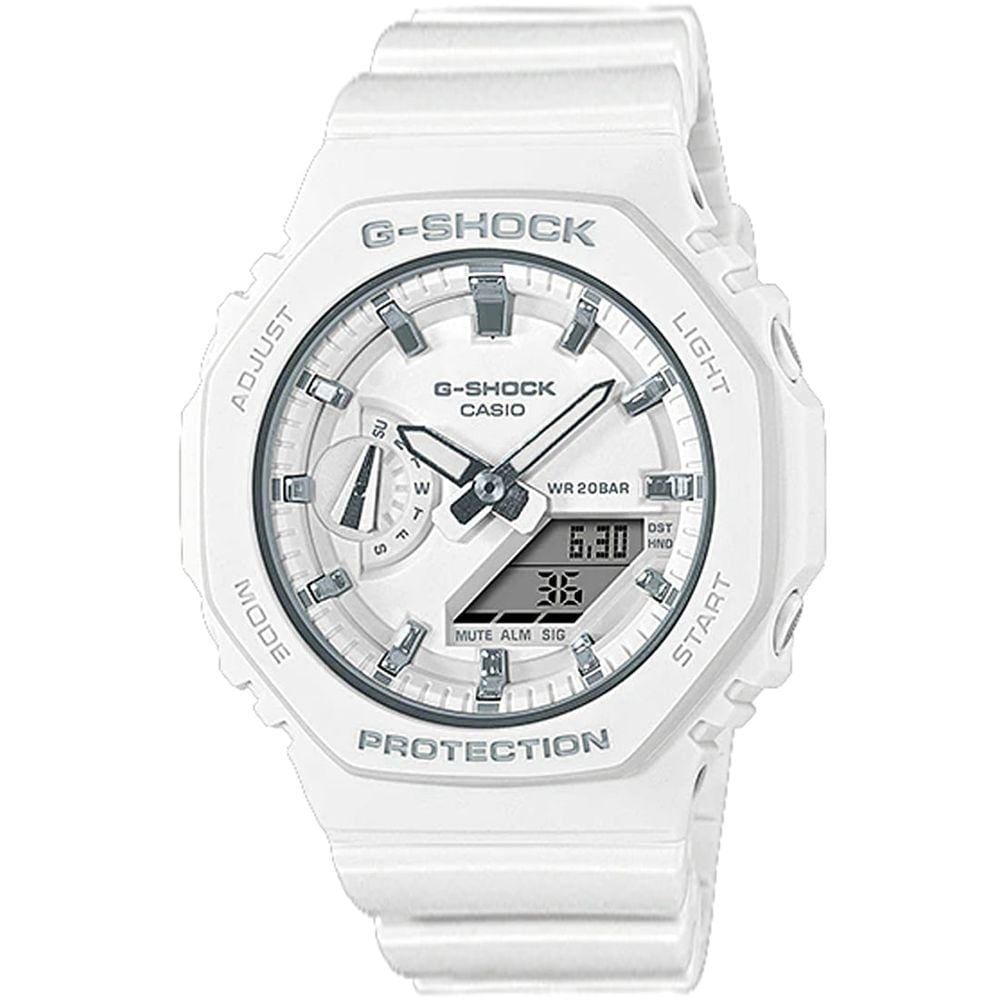Relógio CASIO G-SHOCK feminino anadigi branco GMA-S2100-7ADR