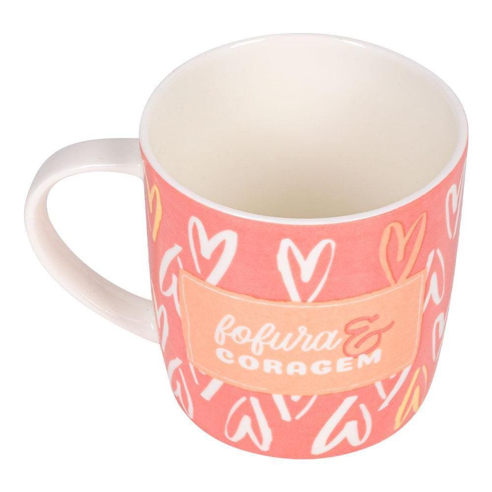 Caneca Ceramica 400Ml Cores E Amores Fofura E Coragem Uatt