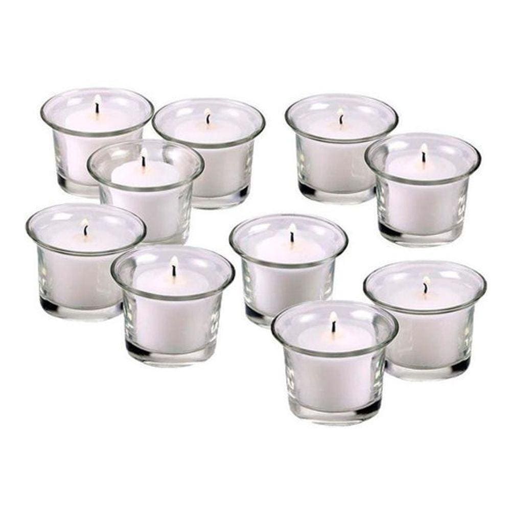 12 X Velas Votivas Rechauds Em Copo Porta Velas Vidro - 7Hrs