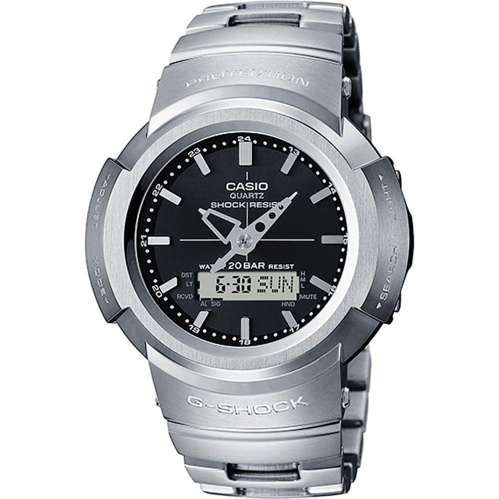 Relógio CASIO G-SHOCK masculino anadigi prata AWM-500D-1ADR