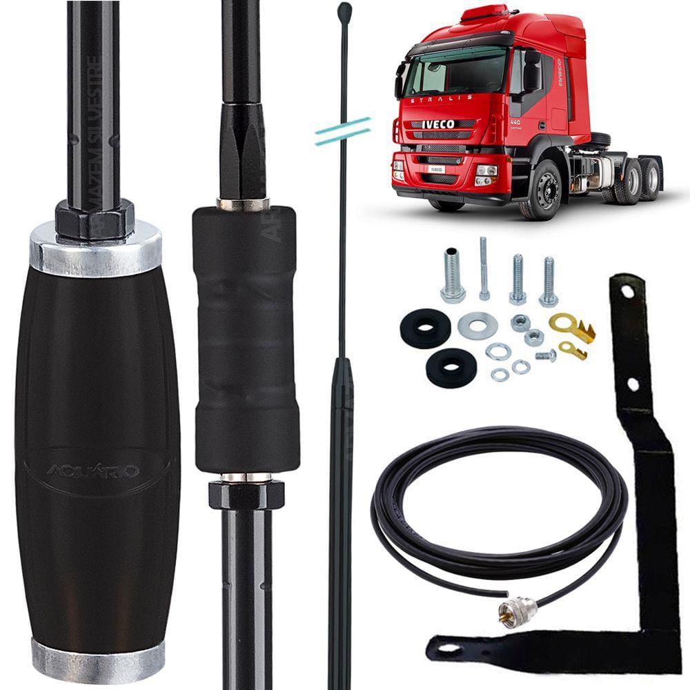 Antena Px Bobinada Black Viúva Negra Argentina Iveco Stralis Motorista Parafusos Anti-furto