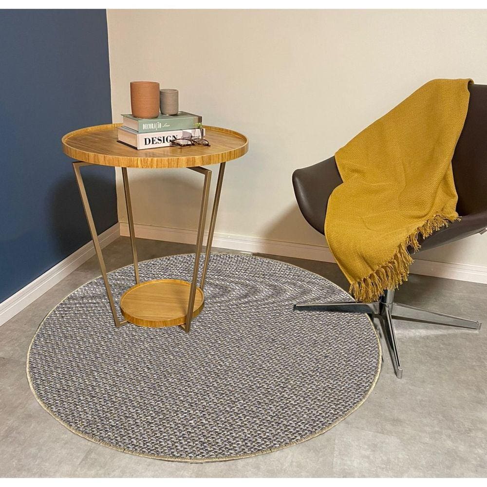 Tapete Redondo 200cm Lisse Cinza Escuro