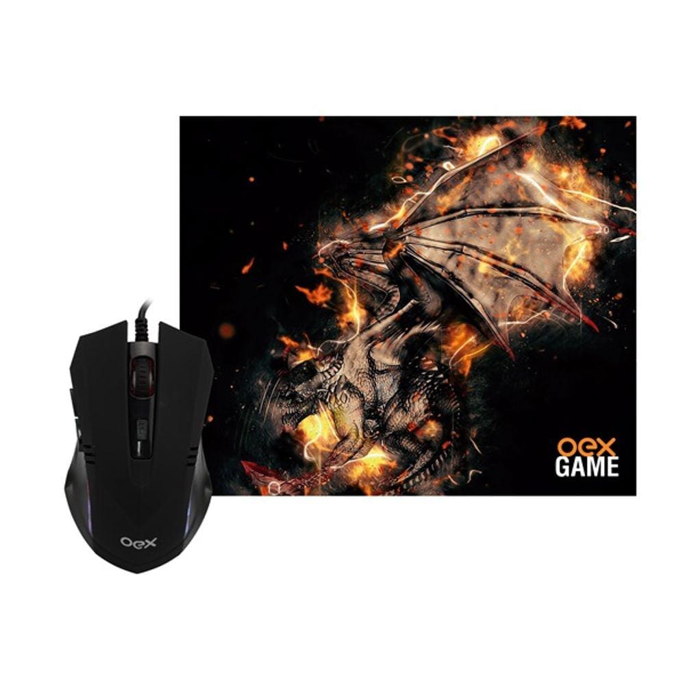 Combo Gamer Arena - Mouse Gamer 2.400 Dpi + Mousepad 290X230Mm - Oex